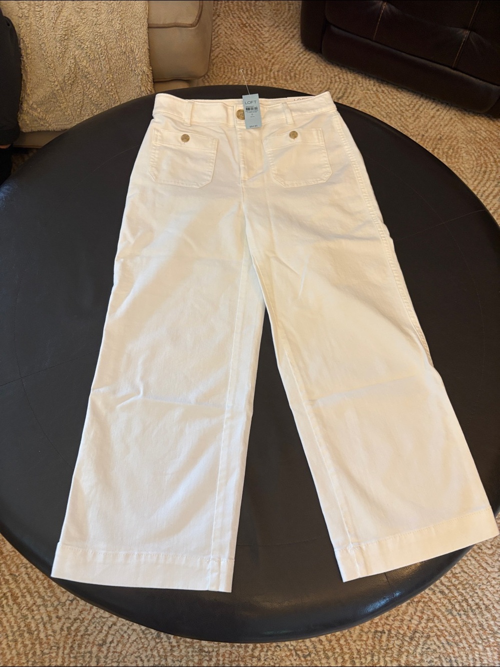 LOFT White Cropped Wide-Leg Pants